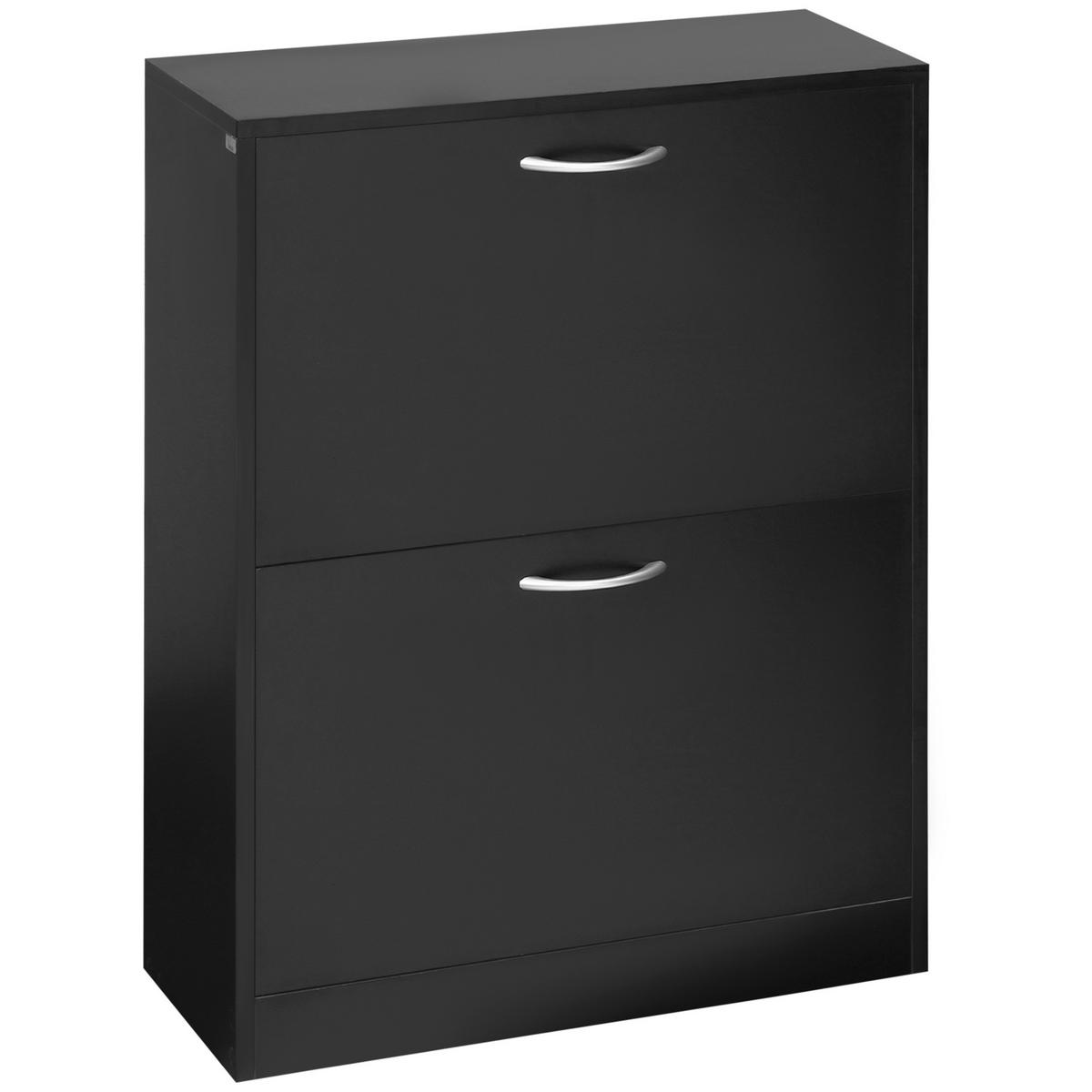 SCHUHSCHRANK DE-14972 2 Klapptüren 60x24x80 cm Schwarz - Schwarz, Holzwerkstoff (10/10/10cm) - ComfortXL