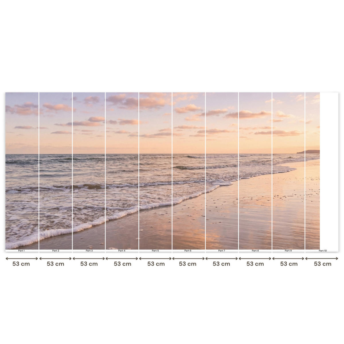 TAPETE - Strand - Brandung - Wolken - 500x260 cm - Hellrosa, Papier (500/260cm) - OnlyWow