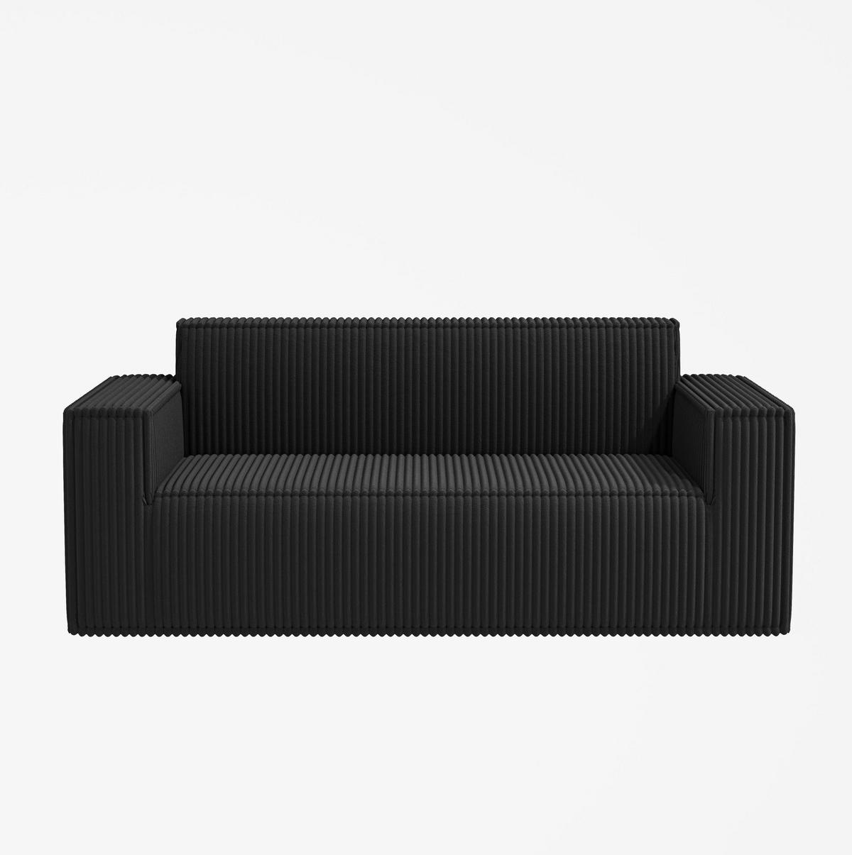 SOFA 2-Sitzer aus Cord mit tiefem Sitz Schwarz - Schwarz, Kunststoff (178/70/86cm) - Meubliv