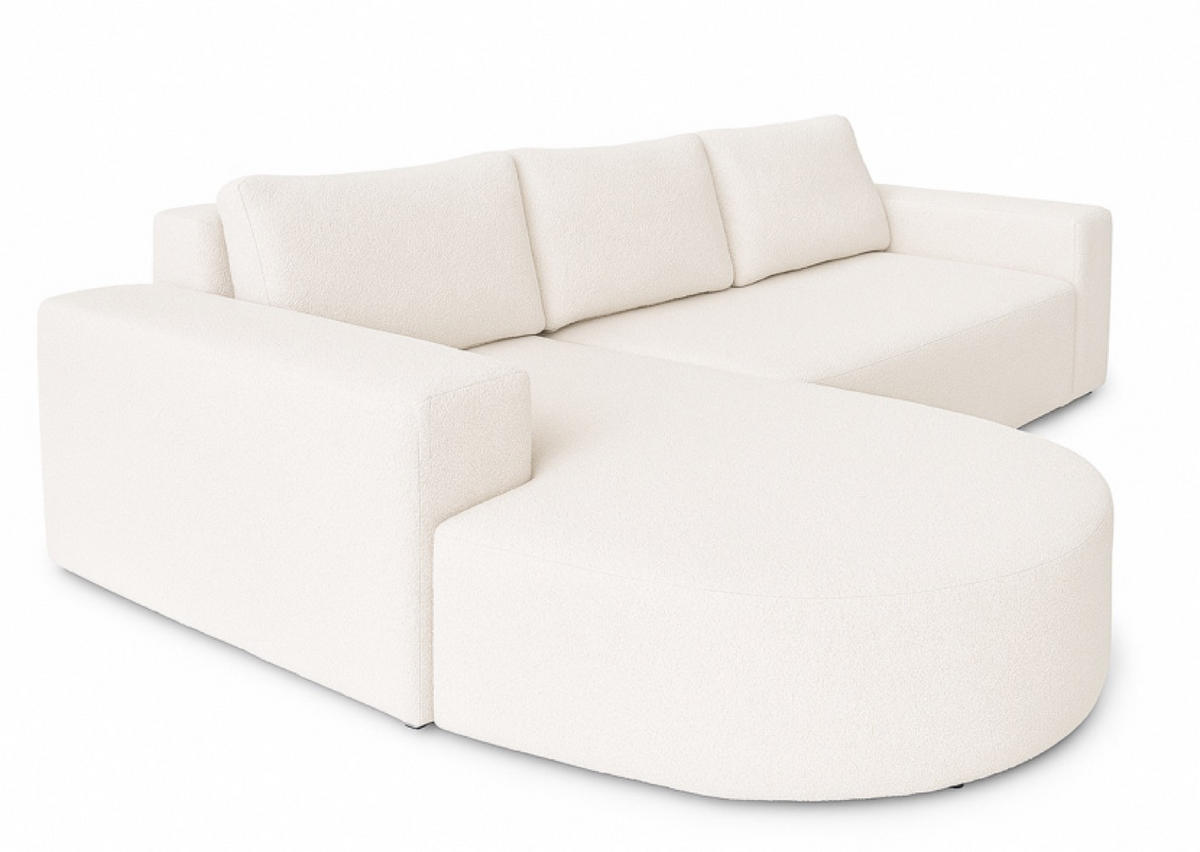 ECKSOFA Ecru Vello Mit Schlaffunktion Links Stoff Boucle - Ecru, Textil (270/165cm) - Sepro Meble