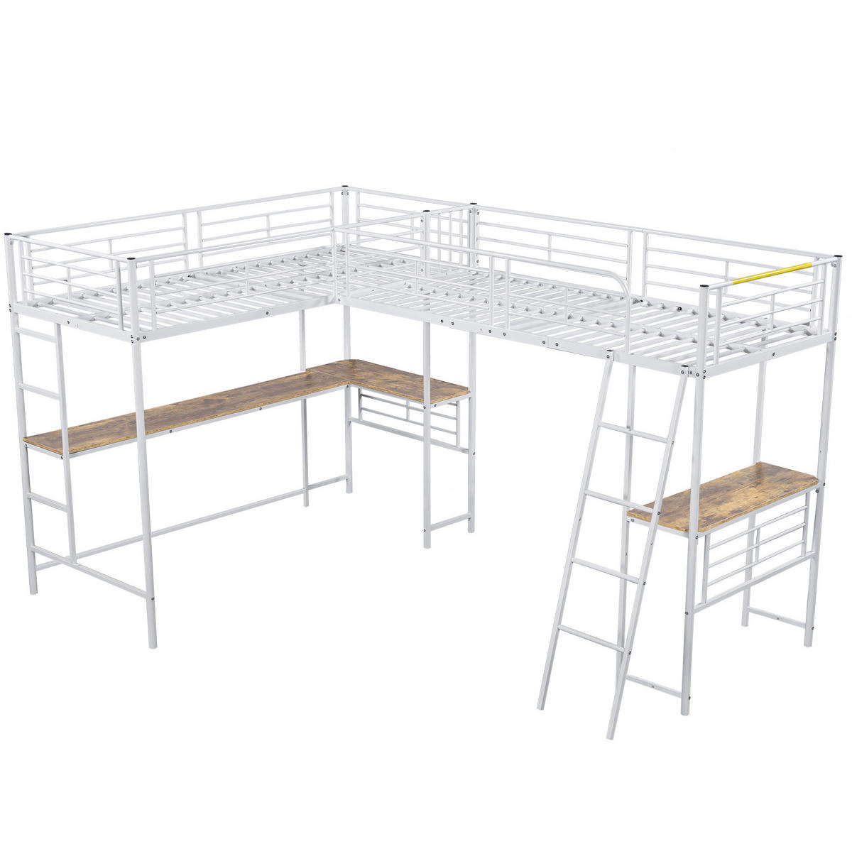 HOCHBETT 90/200 cm Weiß aus Metall und MDF mit Schreibtisch - Weiß, Metall (140/200cm) - OKMYHOME