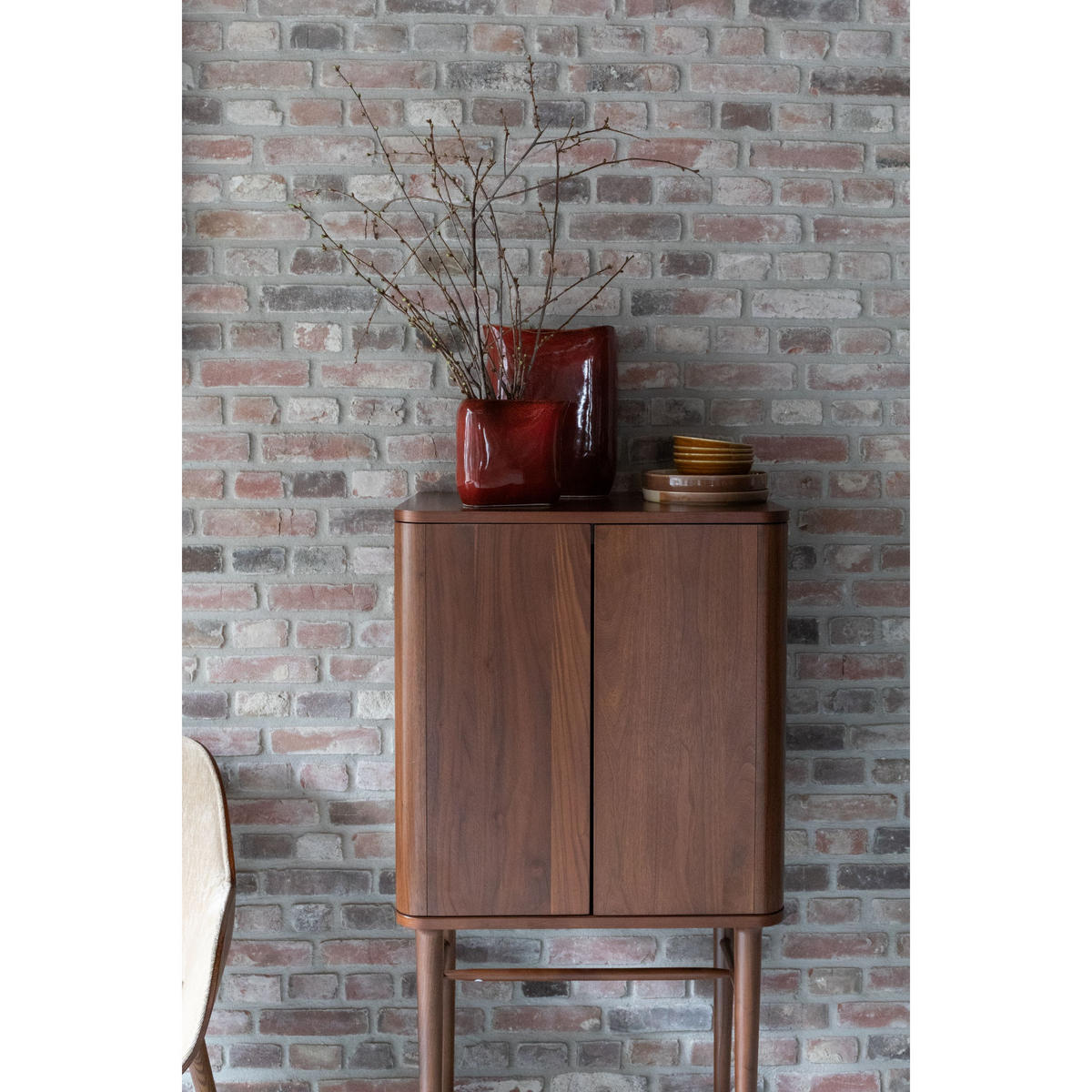 VASE Edna 24 cm Rot - Rot, Keramik (24cm) - Dutchbone
