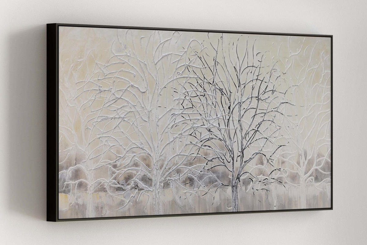 ACRYLBILD HANDGEMALT 120/60 cm - Beige/Weiß, Holz/Textil (120/60cm) - KUNSTLOFT