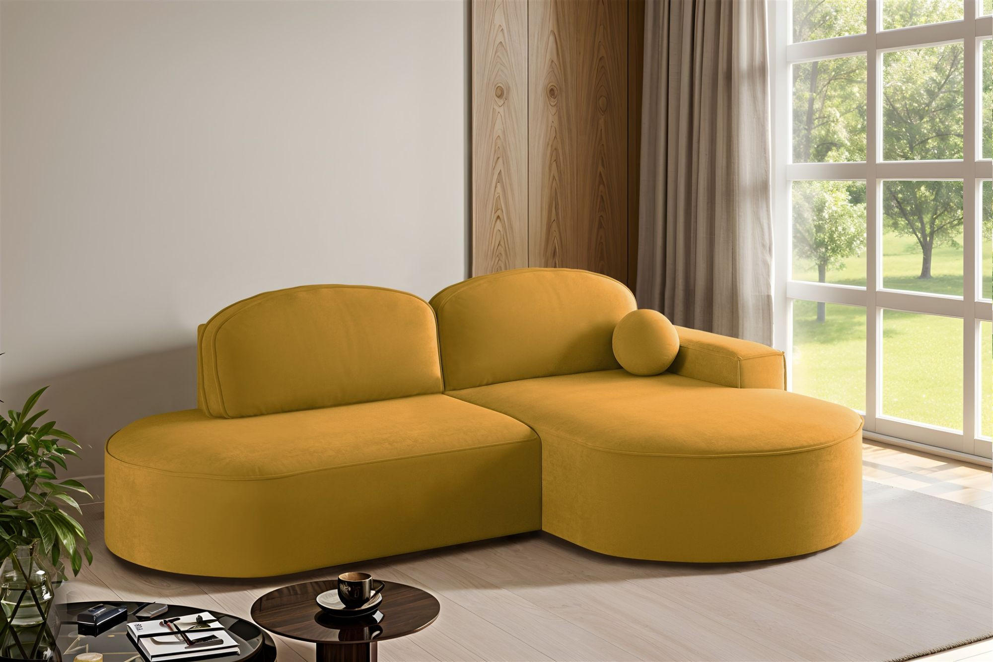 Thumbnail - Fun Möbel Ecksofa, Gelb, Textil, Ottomane rechts, 278x179 cm, Wohnzimmer, Sofas & Couches, Wohnlandschaften, Ecksofas