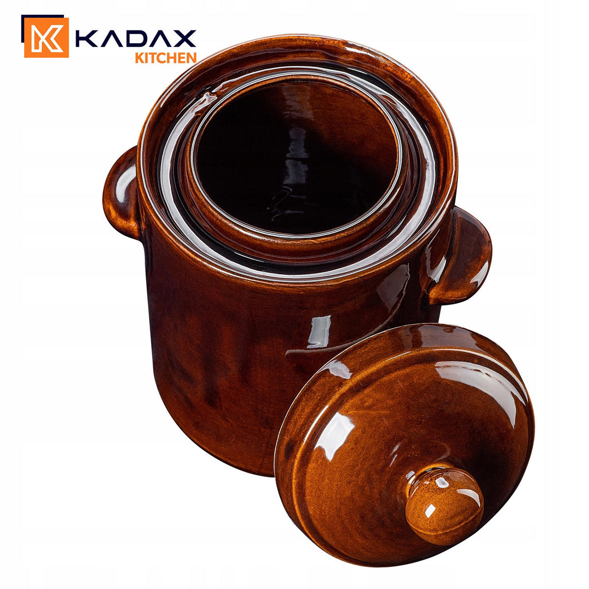 STEINZEUGTOPF mit Deckel, 5L - Braun, Keramik (20cm) - KADAX