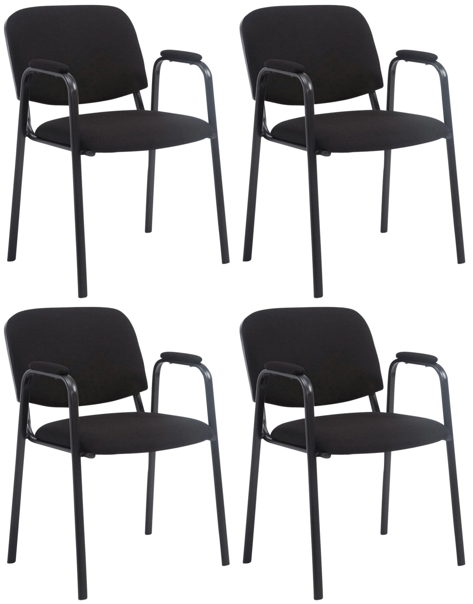 BESUCHERSTUHL 4er Set Stoff schwarz - Schwarz, Textil/Metall (53/79/55cm) - CLP