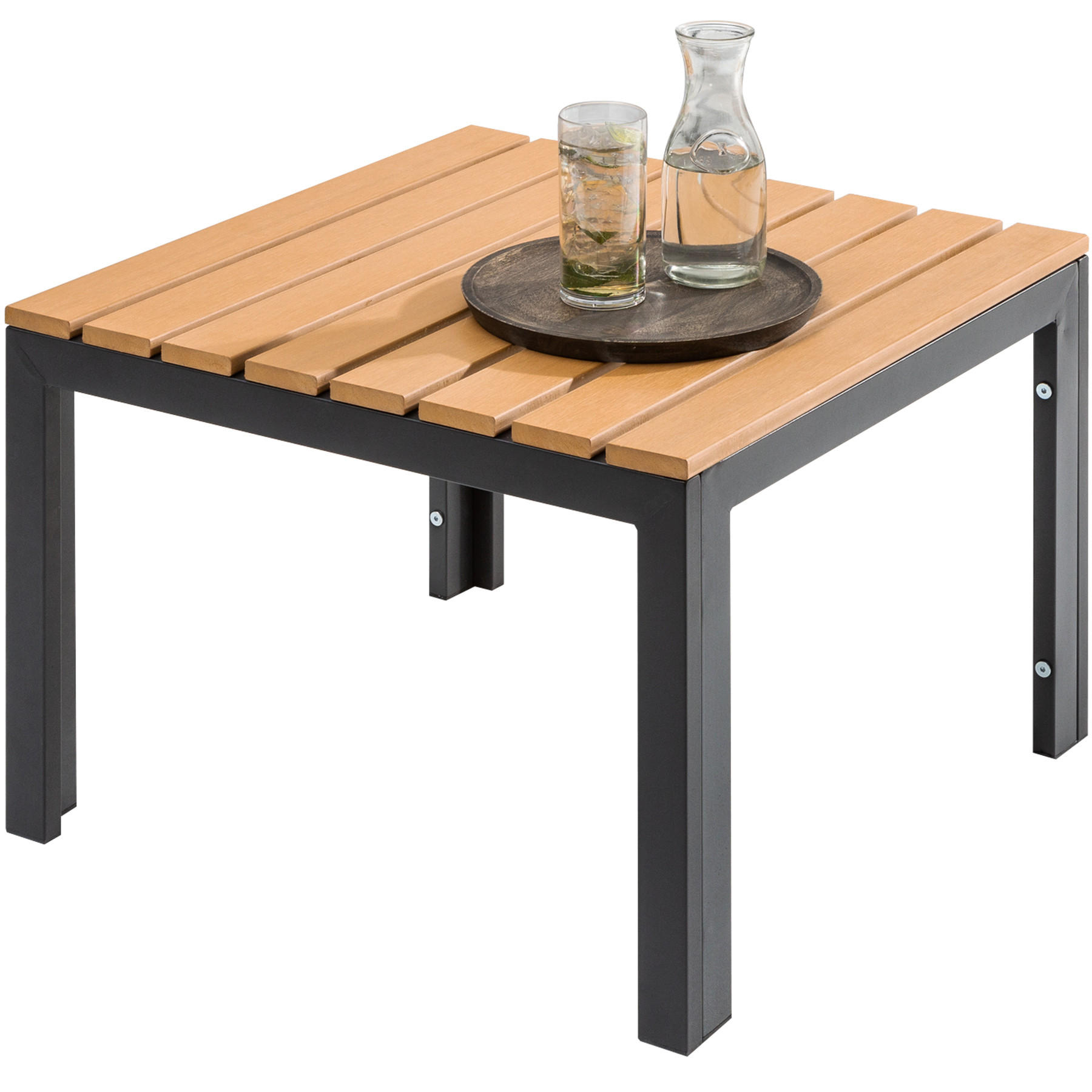 GARTENBEISTELLTISCH ORLANDO LOUNGE Kunststoff Aluminium Natur 60 cm - Braun/Grau, Kunststoff/Metall (60/60/42cm) - riess-ambiente