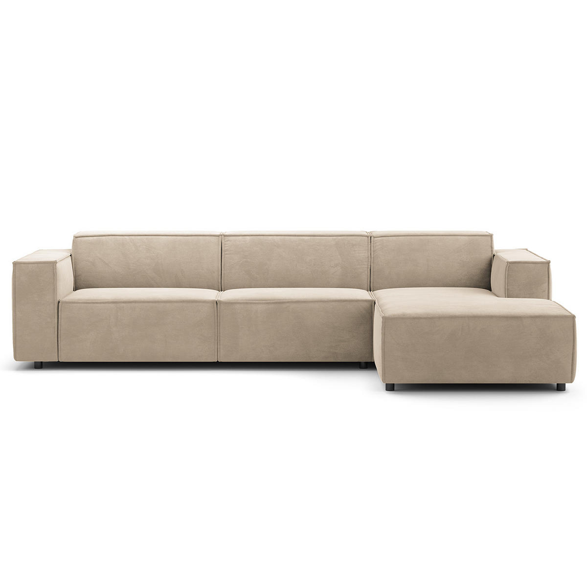 ECKSOFA mit Longchair - Beige/Schwarz, Kunststoff/Textil (294/177cm) - home24