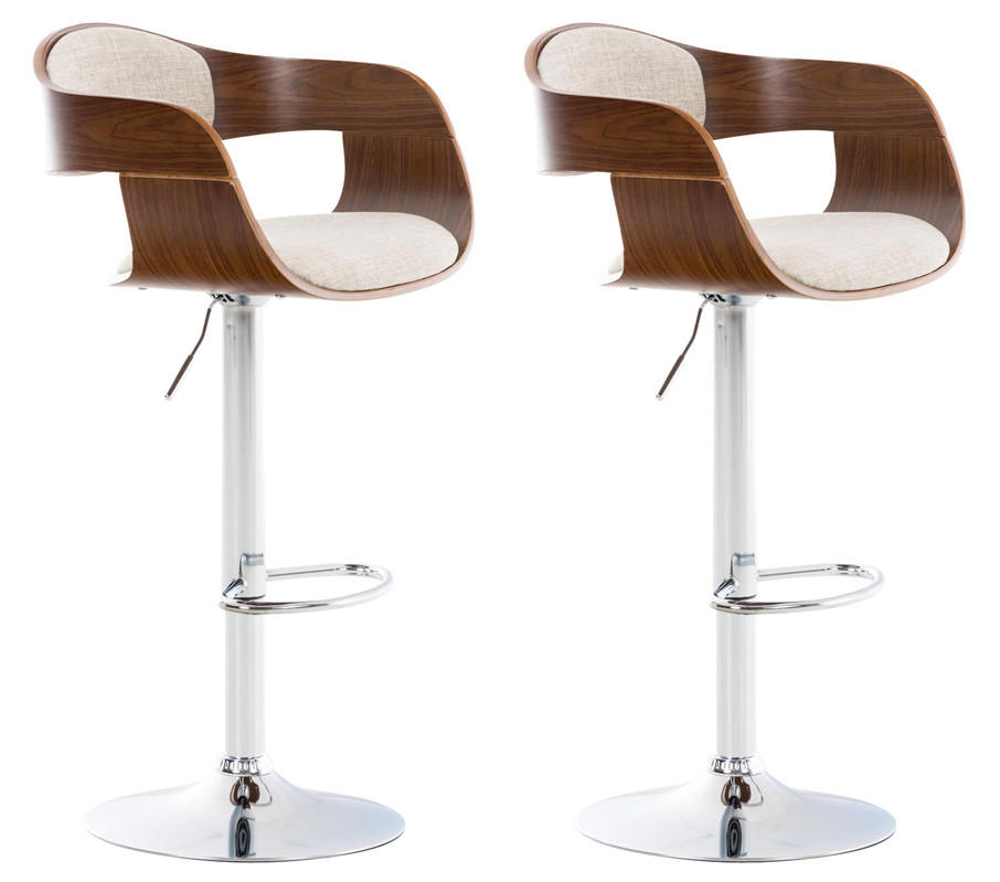 BARHOCKER 2er Set Nadan Stoff Walnuss/creme - Beige, Textil/Metall (50/88/48cm) - DELUKE