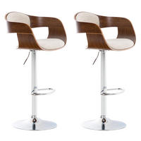 BARHOCKER 2er Set Nadan Stoff Walnuss/creme - Beige, Textil/Metall (50/88/48cm) - DELUKE
