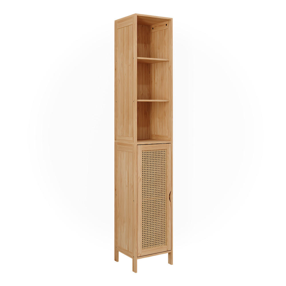 BADSCHRANK Liora Bambus 30 x 170 cm - Grün, Holzwerkstoff (30/170/29cm) - Vicco