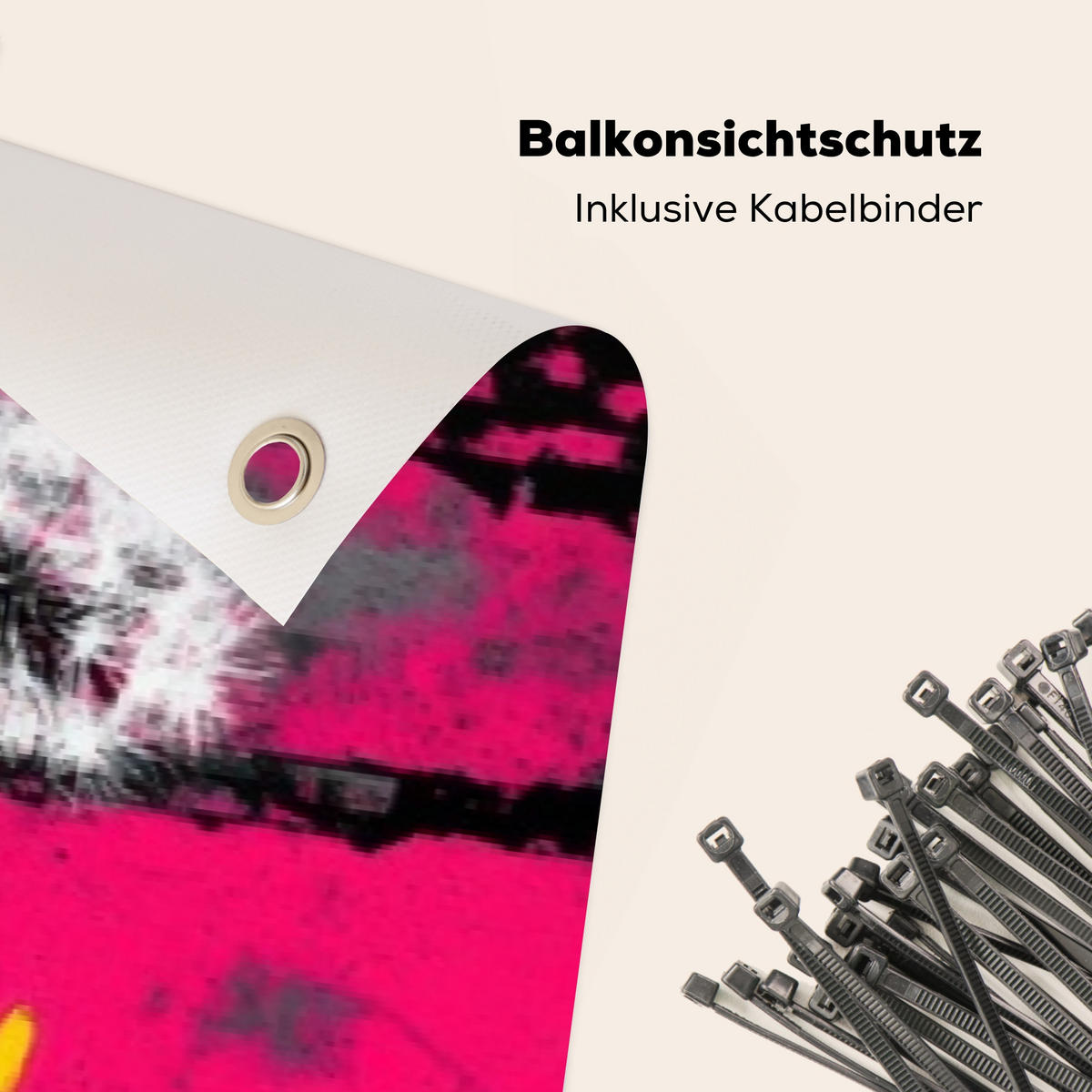 BALKON-SICHTSCHUTZ Straßenkunst - Bunt - Wand - Schwarz, Kunststoff (500/95cm) - MuchoWow