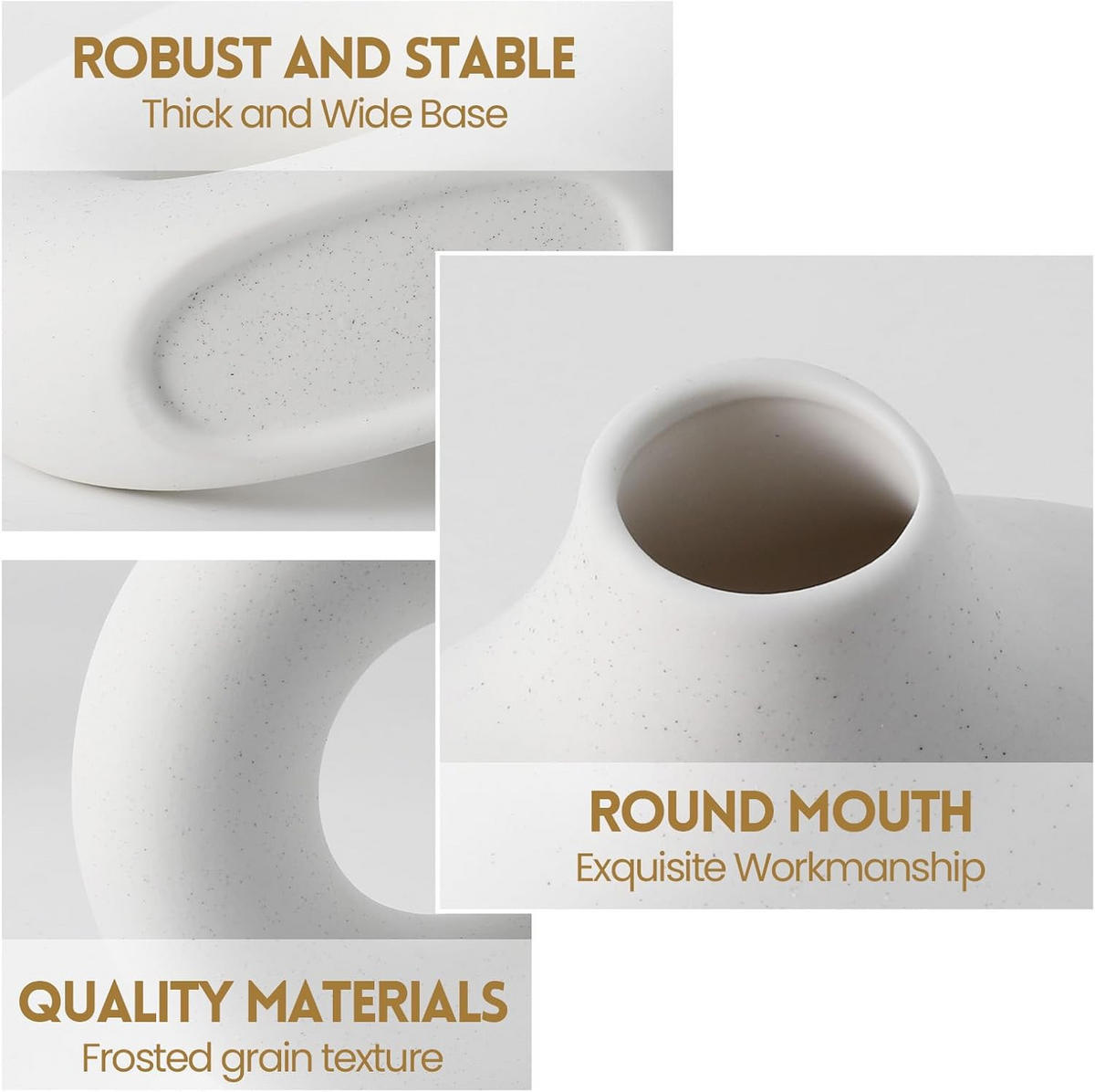 VASE 18 cm Keramik - Weiß, Keramik (18cm) - LIBRATON