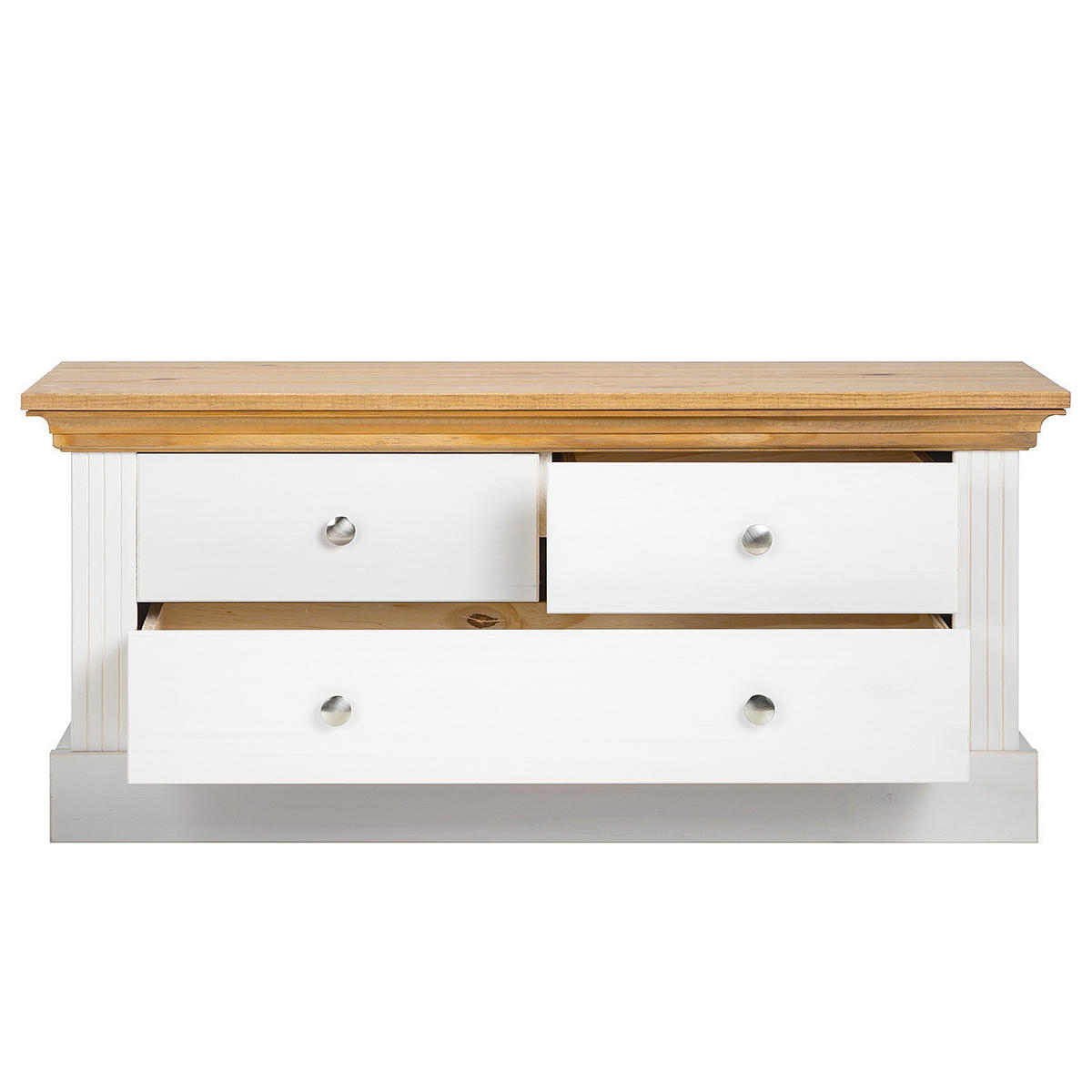 MASSIVE GARDEROBENBANK - Kiefer Weiß / Kiefer - Weiß/Kieferfarben, Holz (104/46/42cm) - home24