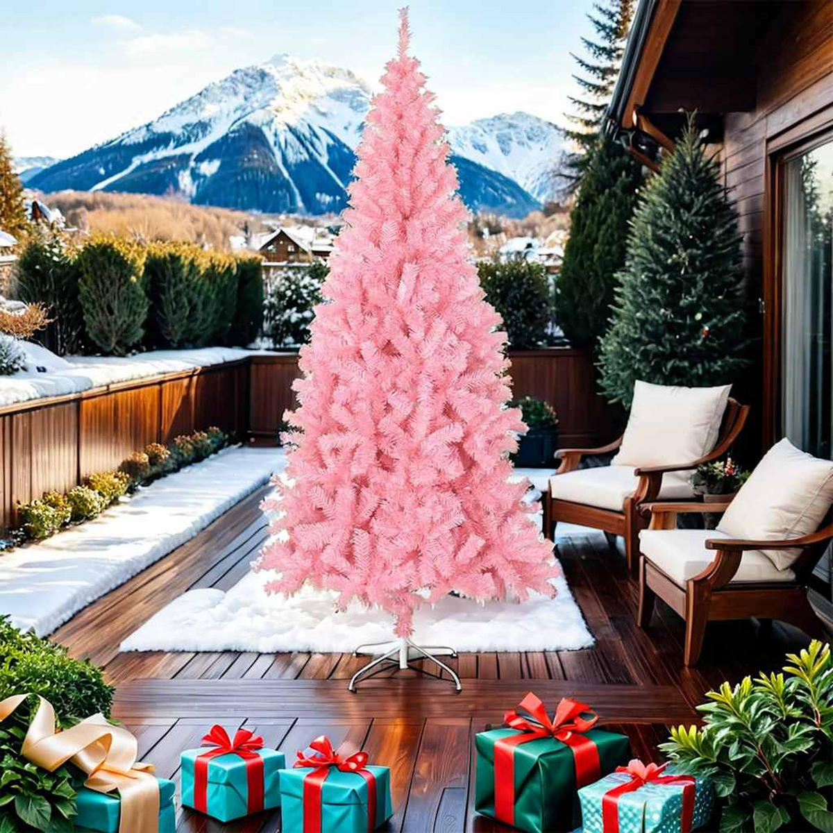 WEIHNACHTSBAUM Künstlicher Mit Ständer Rosa 210 Cm Pvc - Rosa, Kunststoff (210cm) - vidaXL