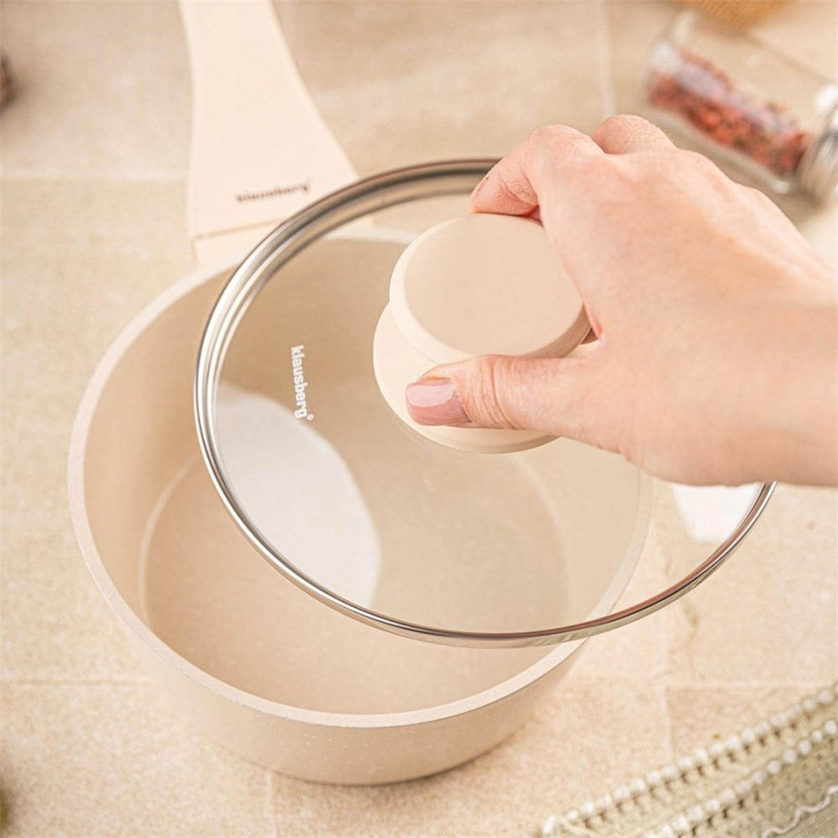 STIELTOPF Creme 16/16/7 cm KB7987 - Creme, Metall (16cm) - Klausberg 