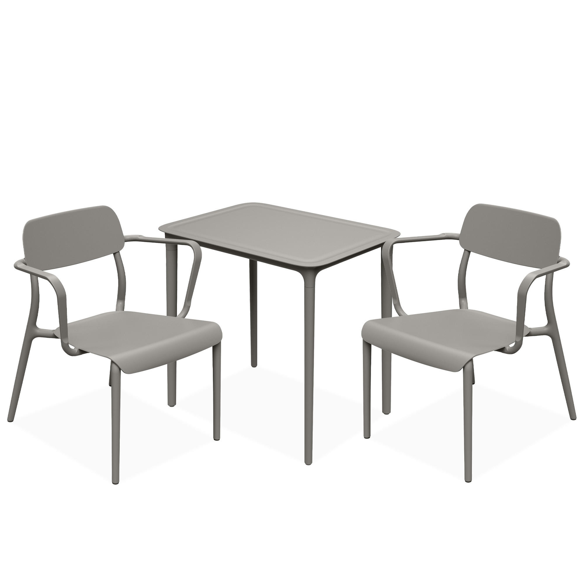 GARTENMÖBEL-SET GALIO, 3-tlg - Graubraun, Kunststoff - KONSIMO®