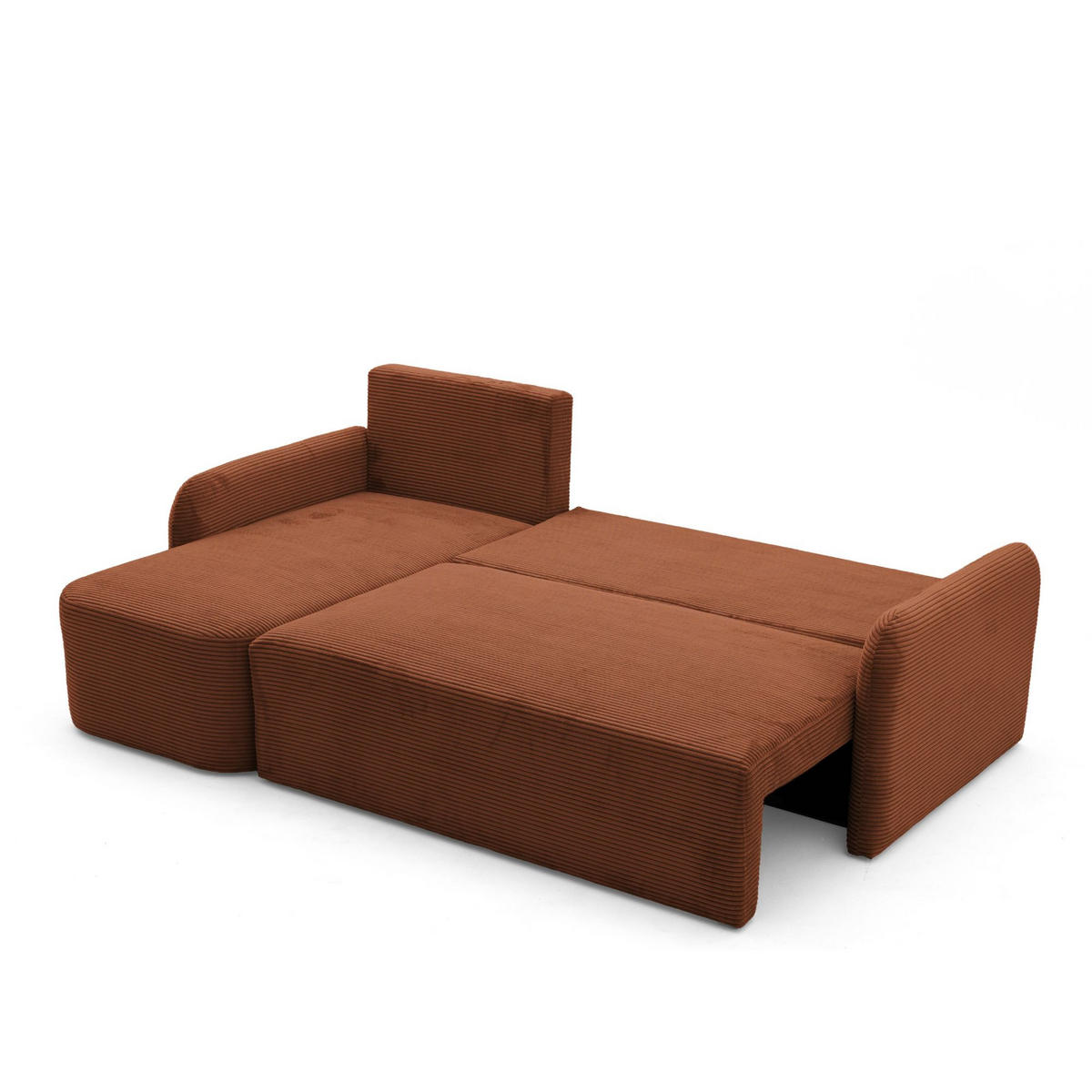 ECKSOFA CASPER L Links mit Schlaffunktion 132x198 Cord Braun - Schwarz/Braun, Holz/Kunststoff (217/145cm) - NACANAPA