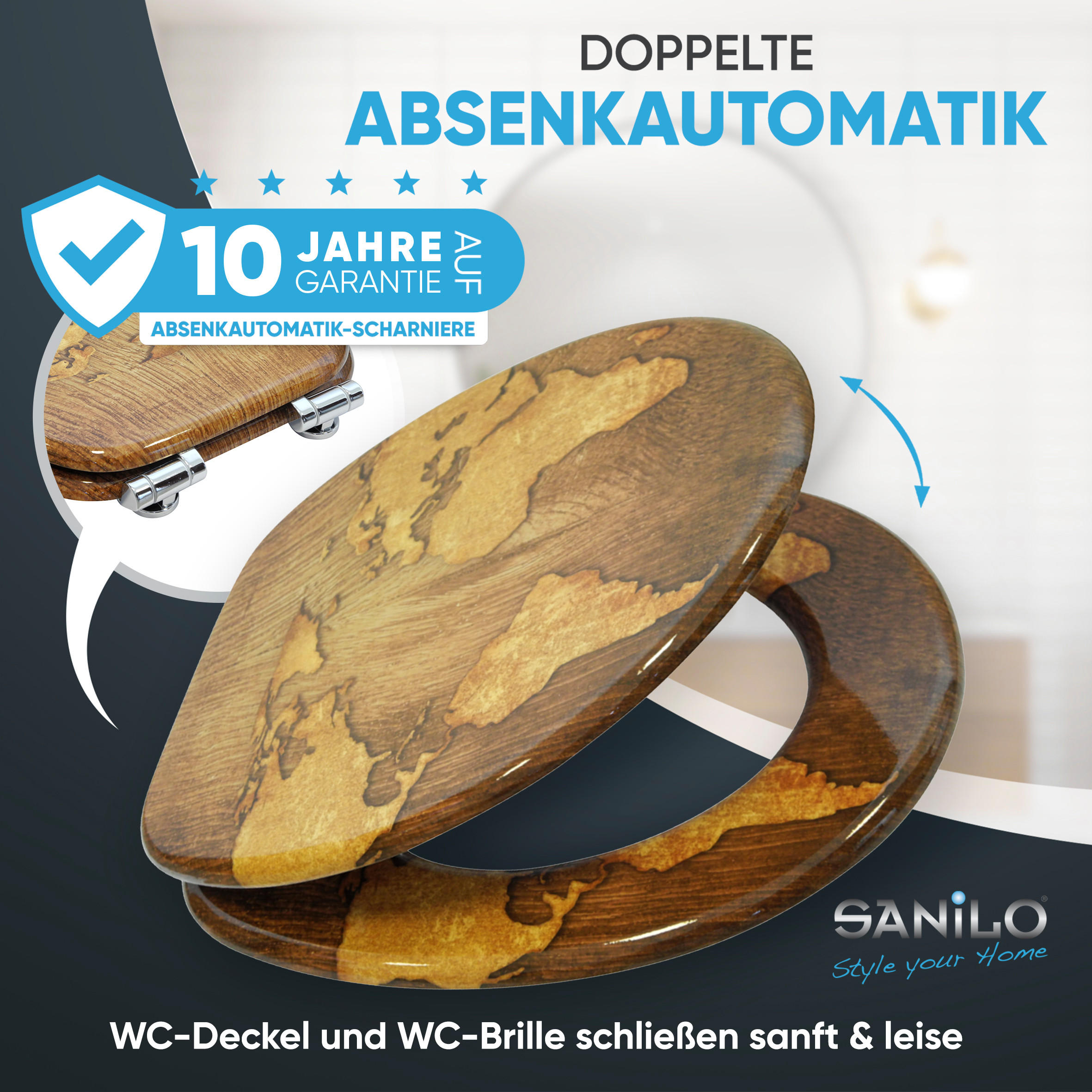Thumbnail - Sanilo Wc-Sitz, Braun, Holzwerkstoff, Oval, 38x6x47 cm, Badezimmer, WC Ausstattung, WC Sitze