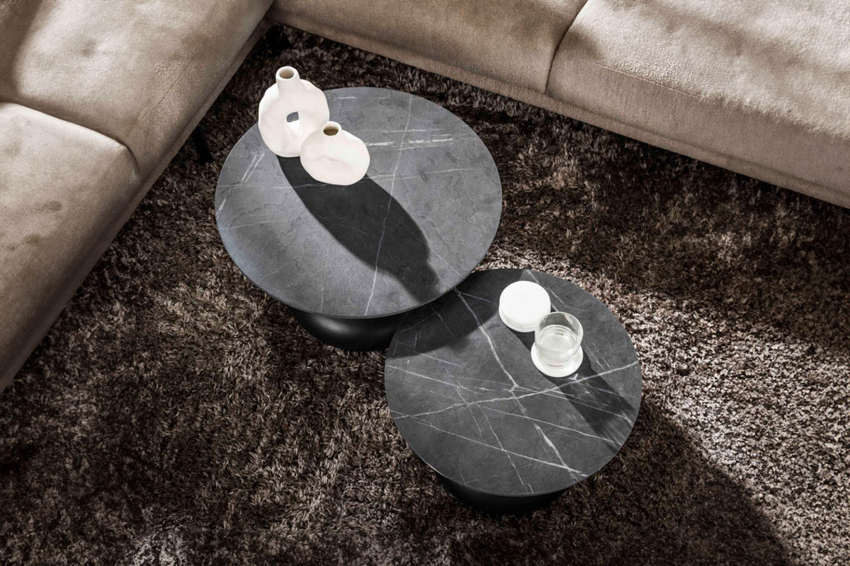 COUCHTISCH-SET PIRES Schwarz Kunststoff - Schwarz, Kunststoff/Metall (60/60/40cm) - KAWOLA