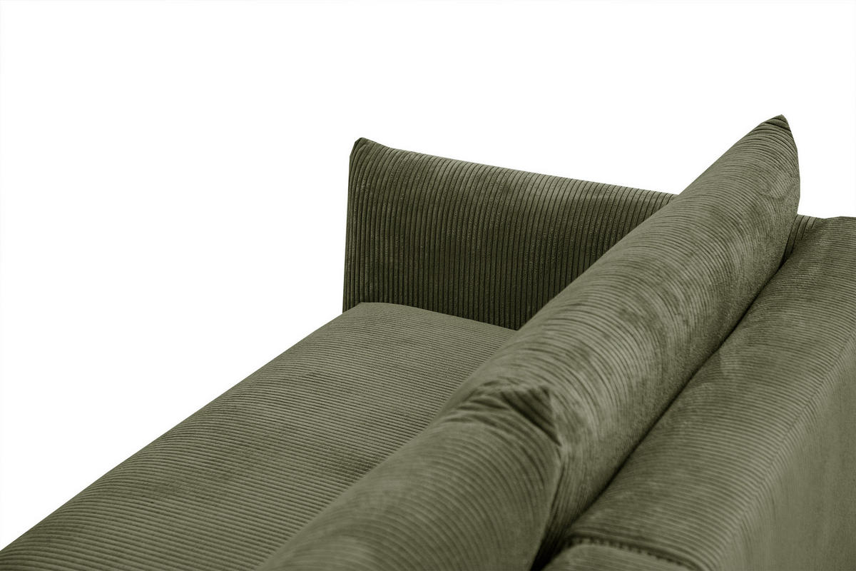 ECKSOFA TAUER 5-Sitzer, olivgrün - Schwarz/Olivgrün, Holzwerkstoff/Kunststoff (292/174cm) - Courtois Laville