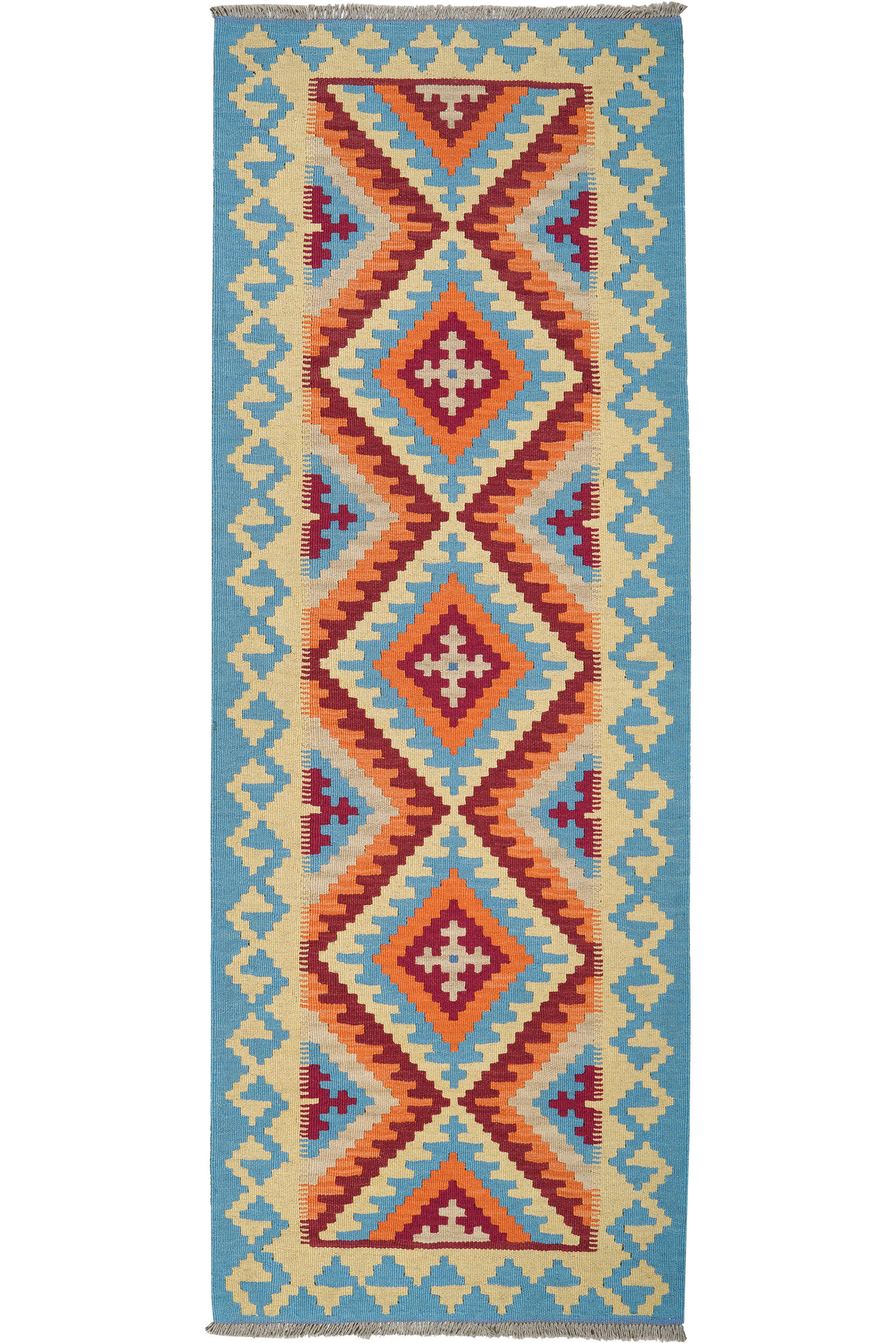 HANDWEBTEPPICH Kelim Gashgai Beige 240/84 cm Schurwolle - Beige, Textil (84/240cm) - Looma