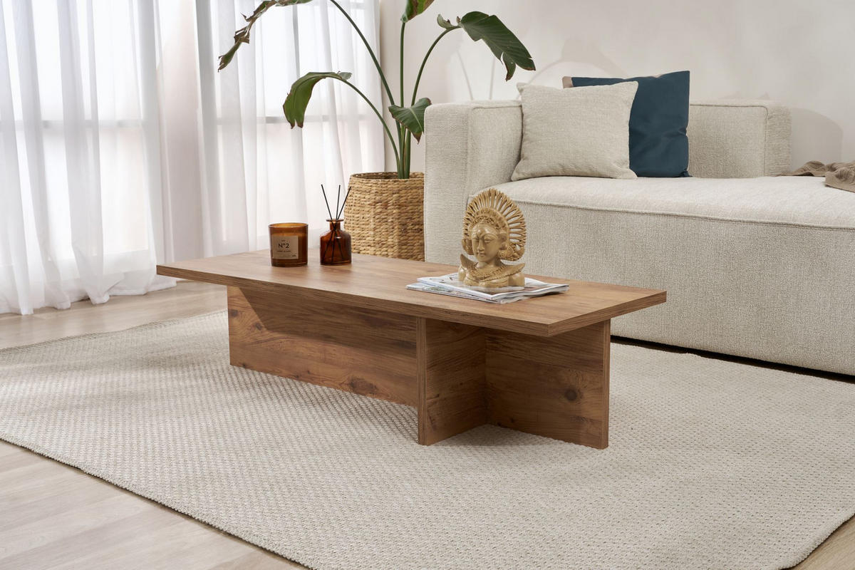 COUCHTISCH harbor Braun - Braun, Holz (120/45/30cm) - Habitat Garten