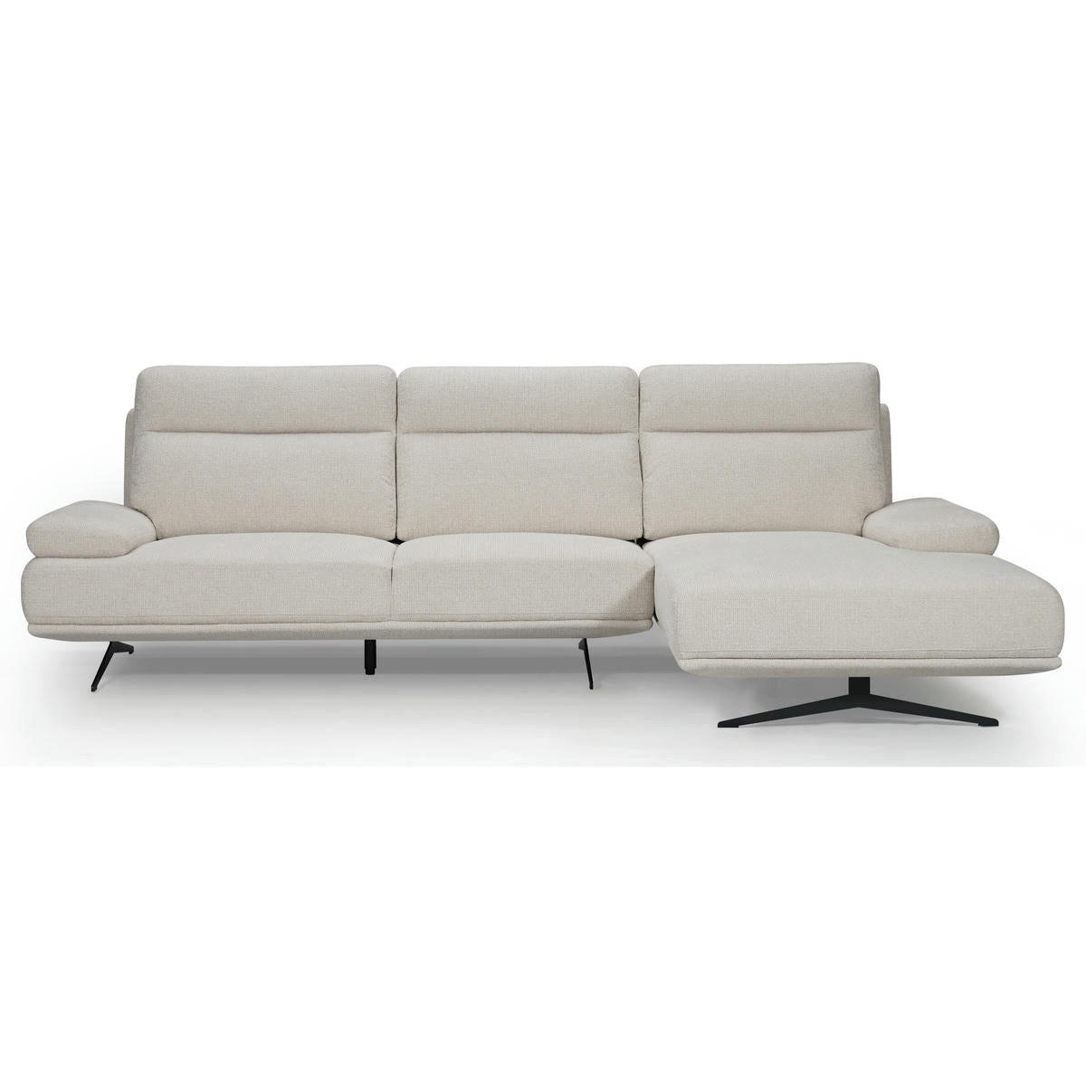 ECKSOFA Webstoff Beige - Beige/Schwarz, Textil/Metall (304/176cm) - Furnhouse