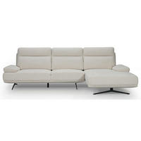 ECKSOFA Webstoff Beige - Beige/Schwarz, Textil/Metall (304/176cm) - Furnhouse