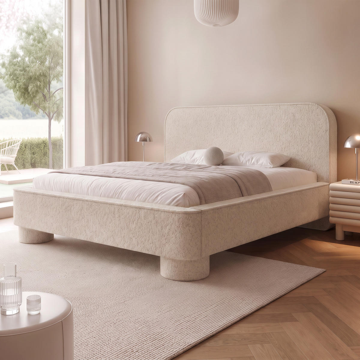 POLSTERBETT SALNUK 200x200 cm, Beige - Beige, Textil (200/200cm) - Fedve