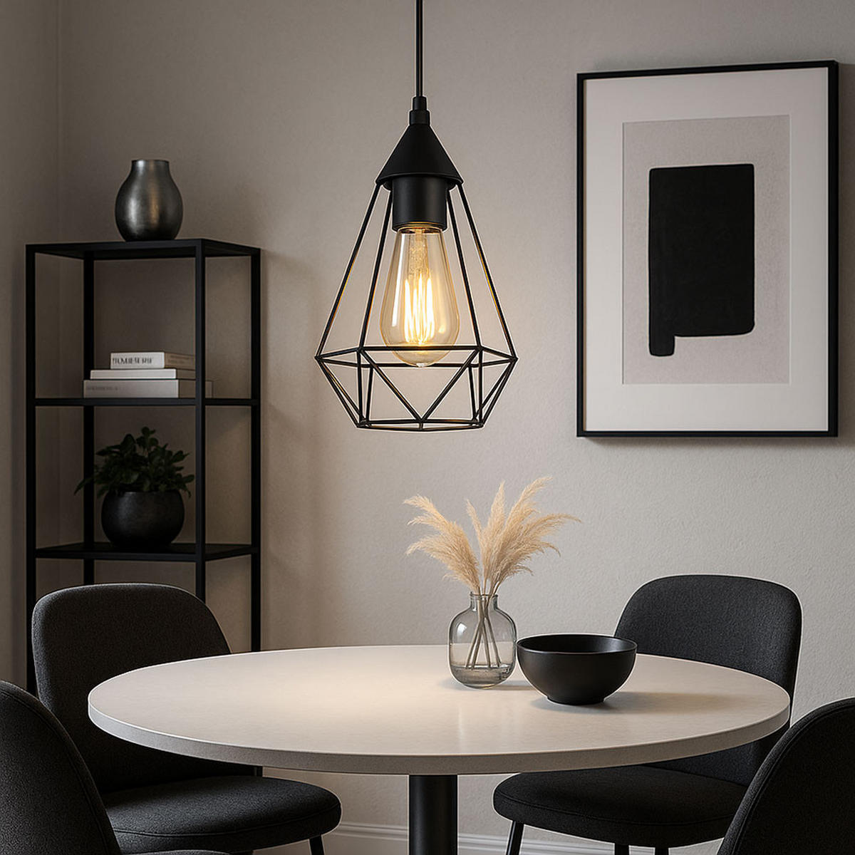 LED HÄNGELEUCHTE Metallgeflecht Schwarz - Schwarz, Metall (17/17/120cm) - Globo Lighting