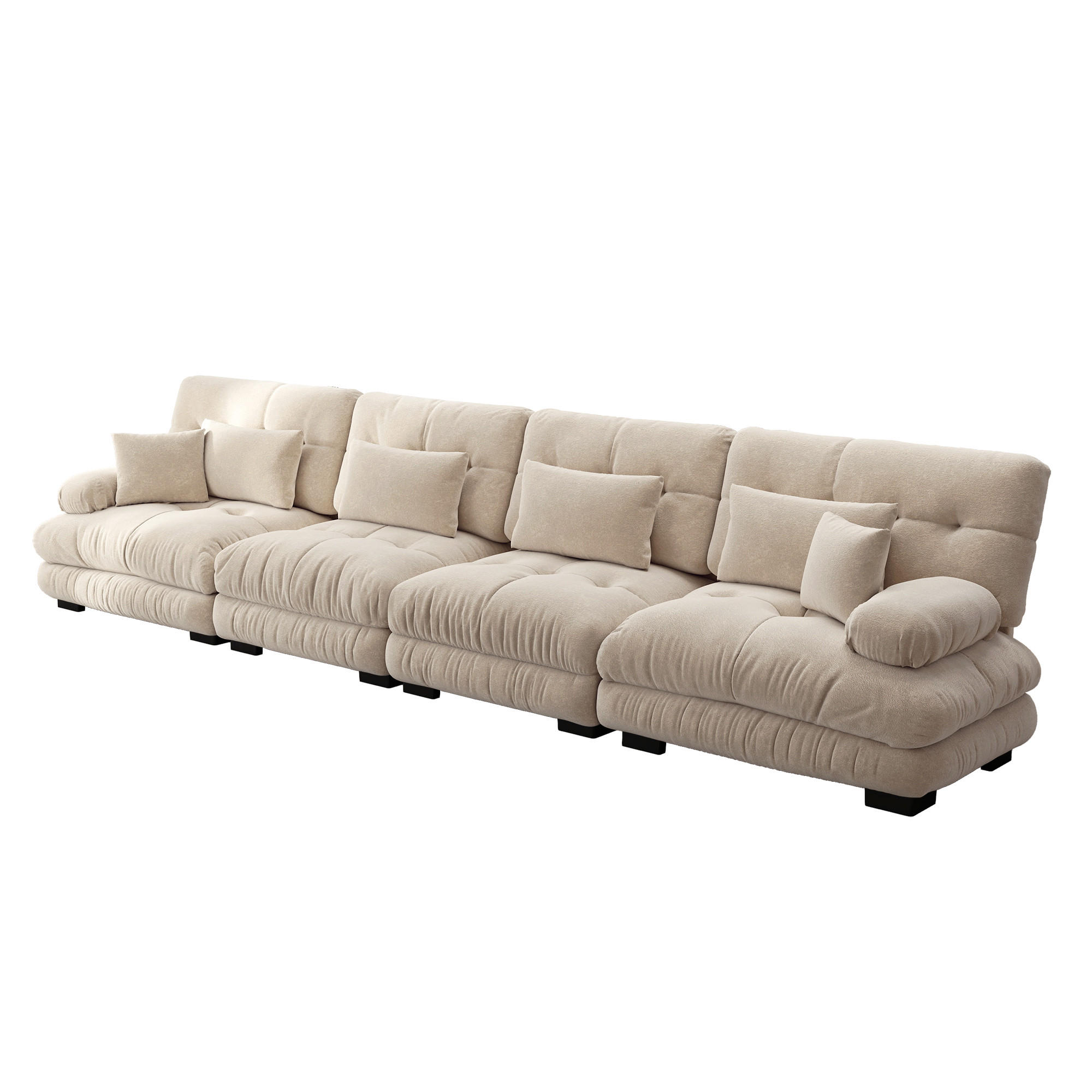 4-SITZER-SOFA DE-34065 modular mit Tiefensitz Hellbraun - Hellbraun, Holz (77/81/406cm) - ComfortXL