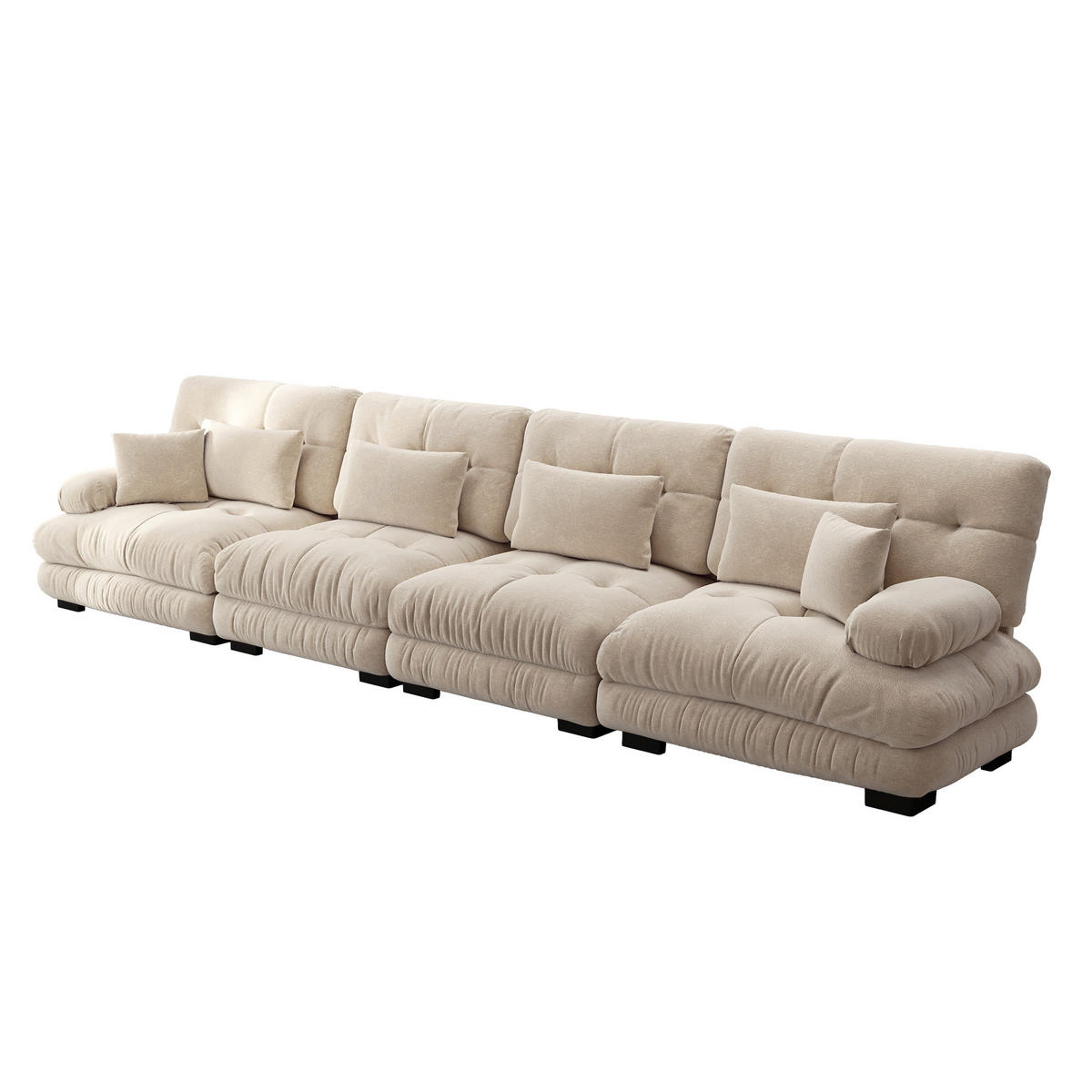 SCHLAFSOFA 4-Sitzer aus Chenille mit Tiefsitz, Hellbraun - Cappuccino, Textil (406/81/77cm)