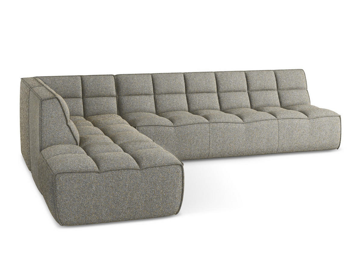 ECKSOFA Beidseitig Strukturstoff Stoff Beige - Beige/Schwarz, Kunststoff/Textil (308/258cm) - Makamii