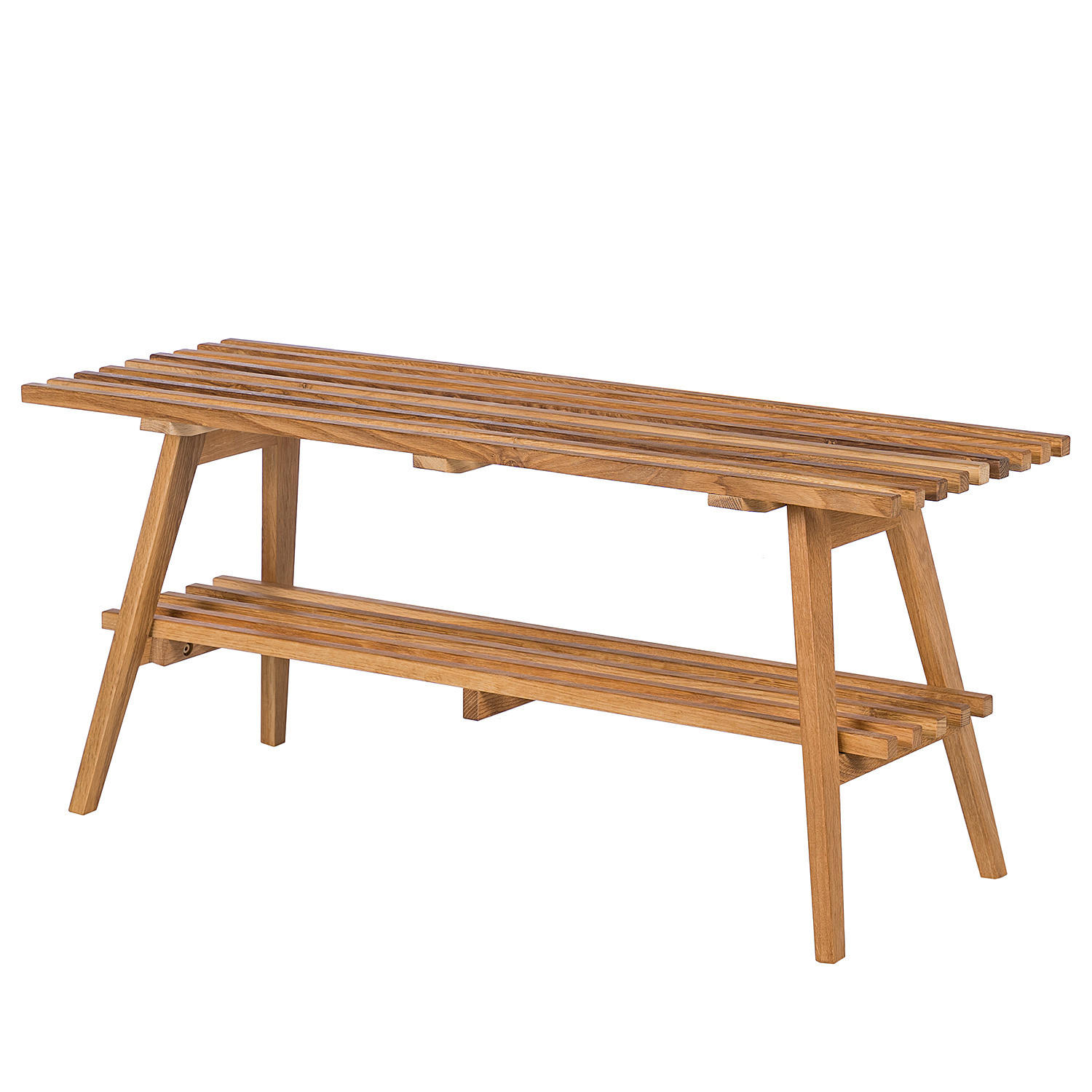 GARDEROBENBANK - Eiche massiv - Braun, Holz (100/45/35cm) - home24