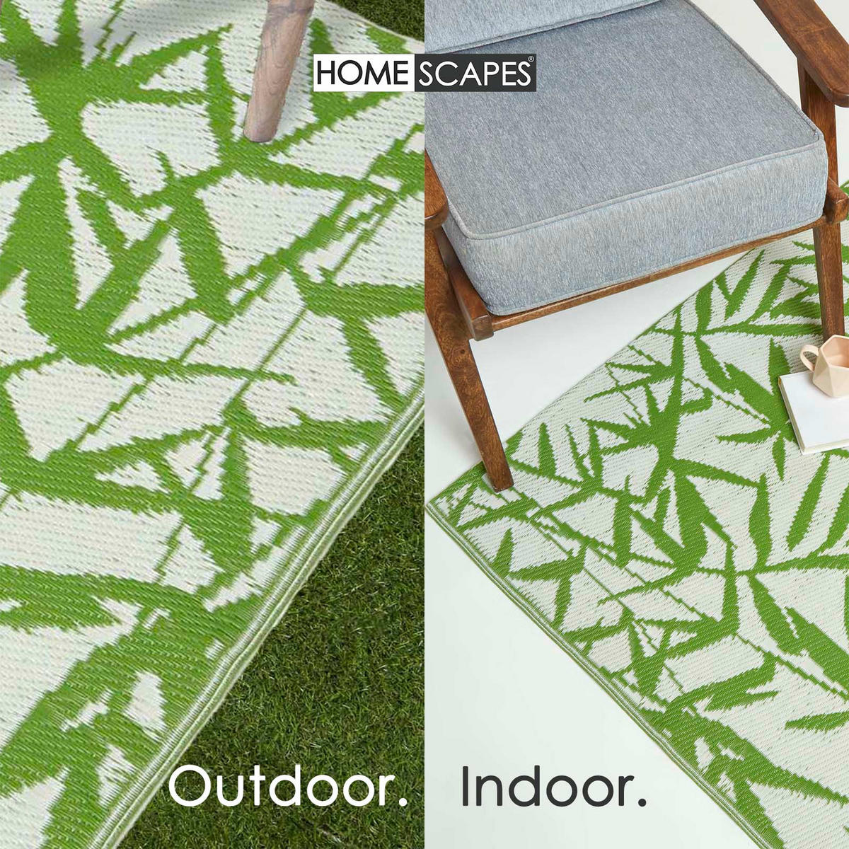OUTDOORTEPPICH Zena floral gemustert 120/180 cm - Grün, Kunststoff (120/180cm) - Homescapes