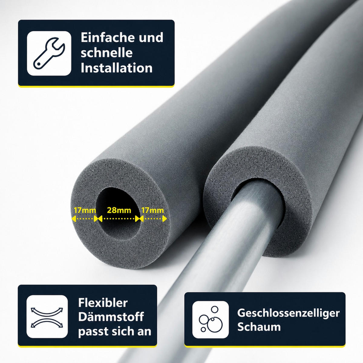 ROHRISOLIERUNG - Schwarz, Kunststoff (65/35/10cm) - BONI-SHOP