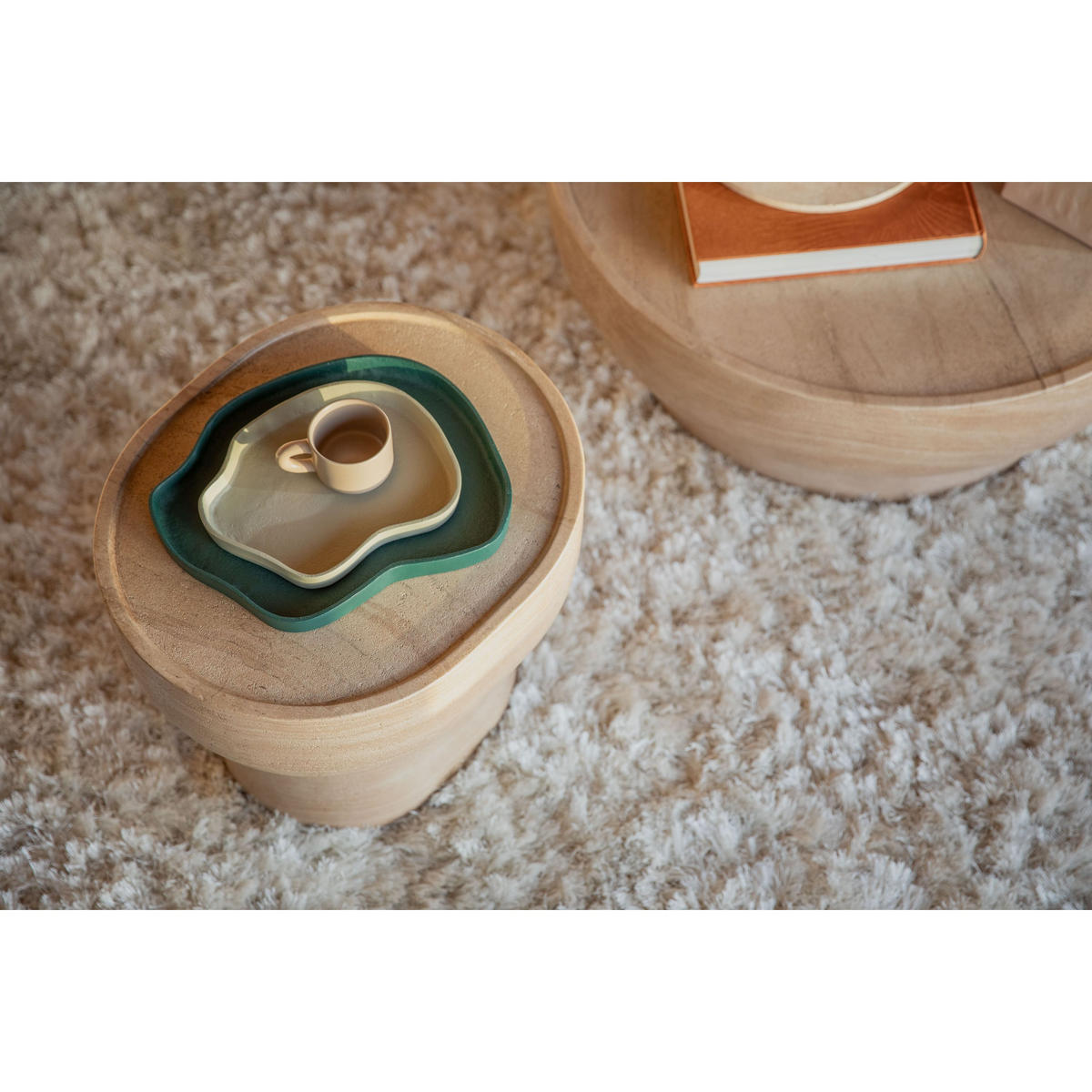 BEISTELLTISCH Noble Pill Oval 50x42 cm Beige - Beige, Stein (50/42/46cm) - Zuiver