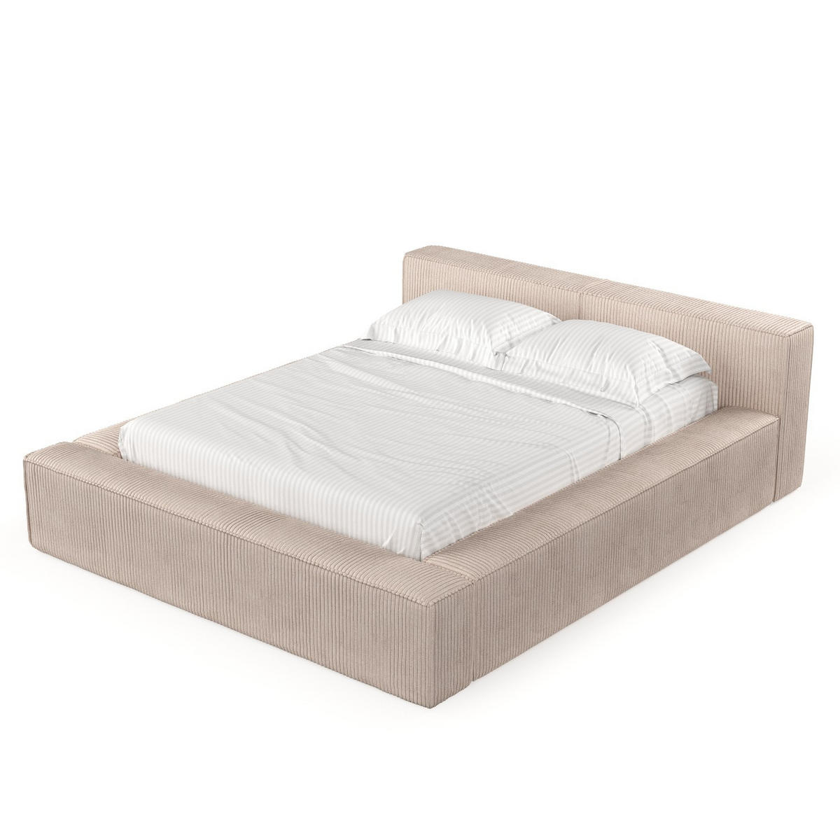 POLSTERBETT Casto mit Stauraum 140/200 cm Hellbeige im Poso Stoff - Beige/Schwarz, Holz/Holzwerkstoff (140/200cm) - AltaBeds