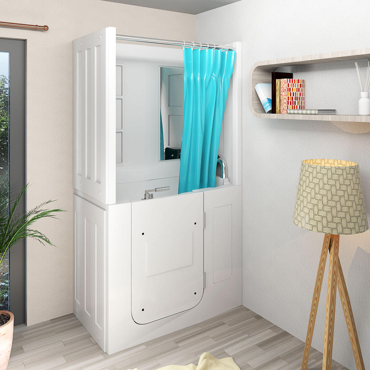 SENIOREN Dusche Sitzwanne mit Tür Seniorenwanne S08D-C-R - Weiß, Glas/Kunststoff (110/68/205cm) - AcquaVapore by Sandra Jentho