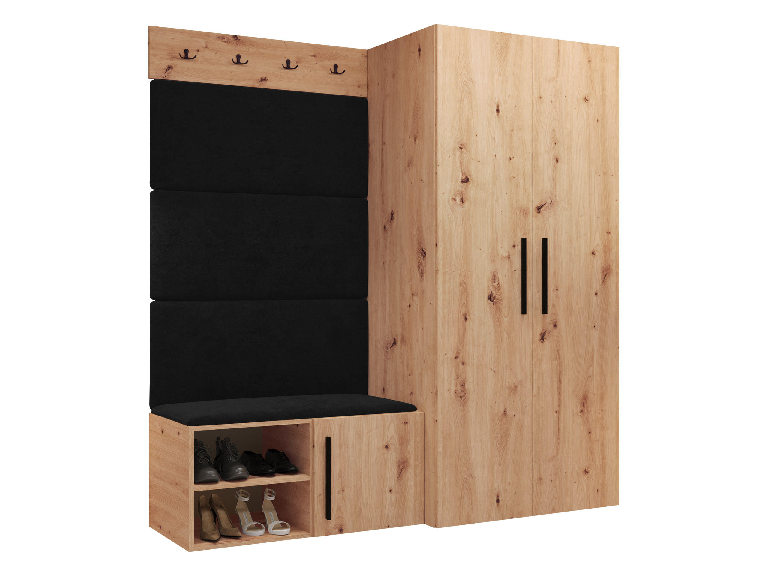 GARDEROBEN-SET Medi I - Anthrazit/Schwarz, Holzwerkstoff/Kunststoff (80/191/50cm) - MIRJAN24