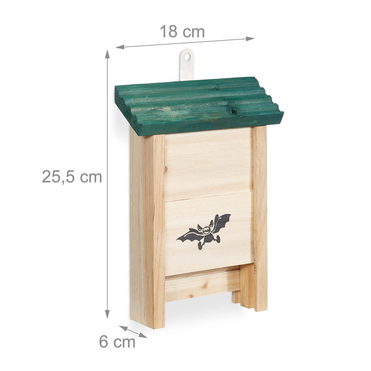 FLEDERMAUSKASTEN - Hellbraun, Holz/Metall (18/25.5/6cm) - Relaxdays