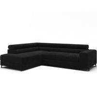 ECKSOFA COLESIO L-Form, Schlaffunktion, Bettkasten, verstellbare Kopfstützen, Wellenfederung, Metallfüße, breiter Cordstoff - Schwarz, Kunststoff/Metall (269/204cm) - Wohnideebilder