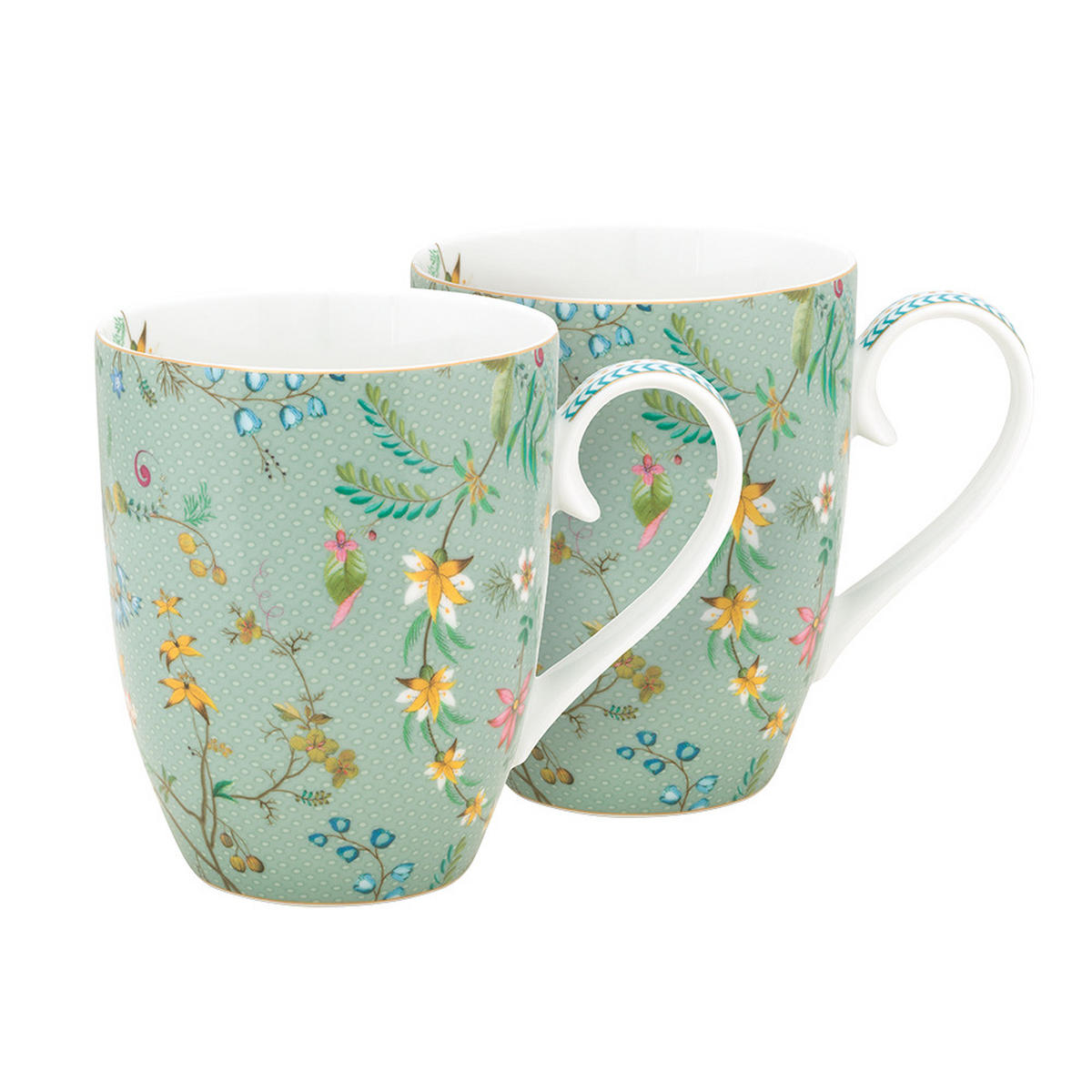 BECHER 2er-Set Large jolie blumen blau 350 ml - Hellblau, Keramik (0.35L) - Pip Studio