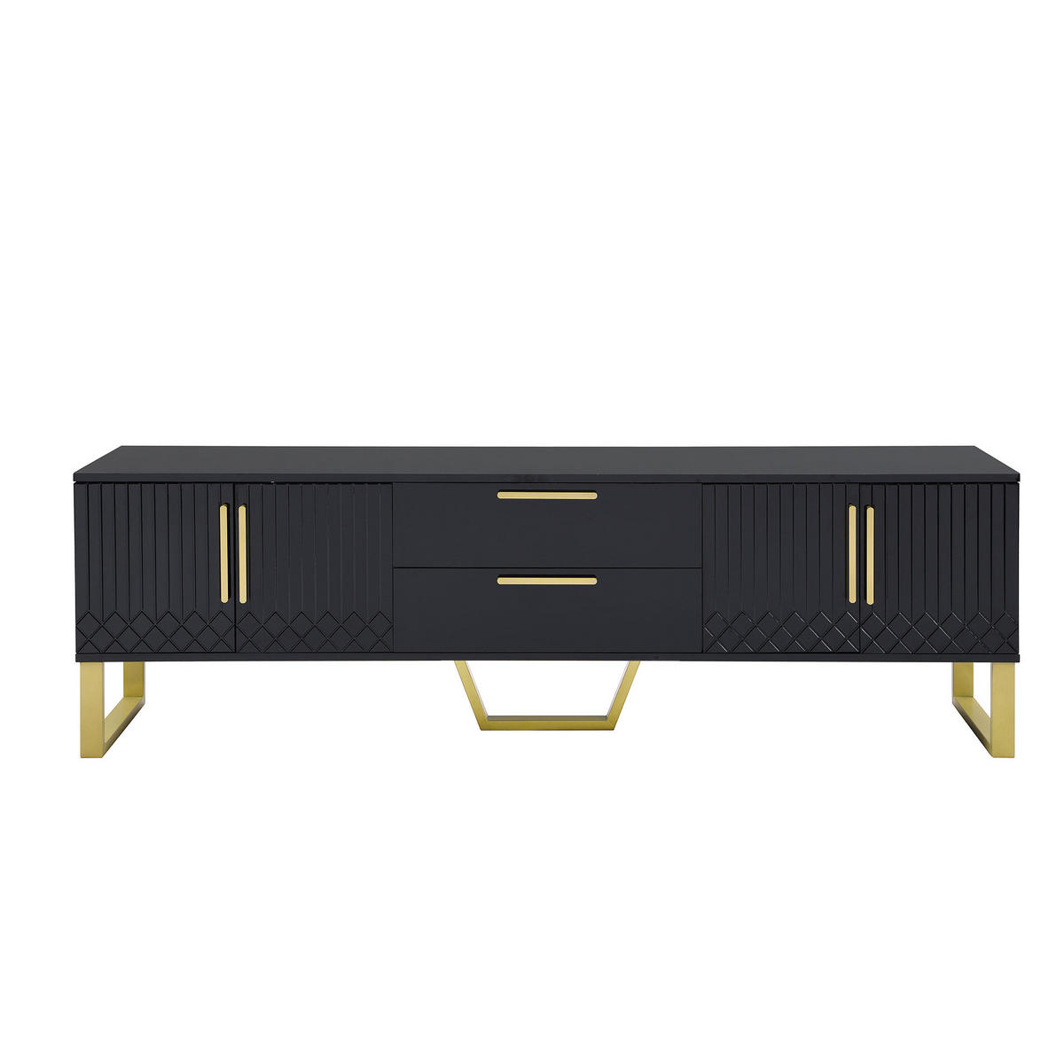 TV-SCHRANK mit 4 Türen 170 cm Hochglanz MDF Schwarz - Schwarz, Holzwerkstoff (40/53.5/170cm) - Beauniv