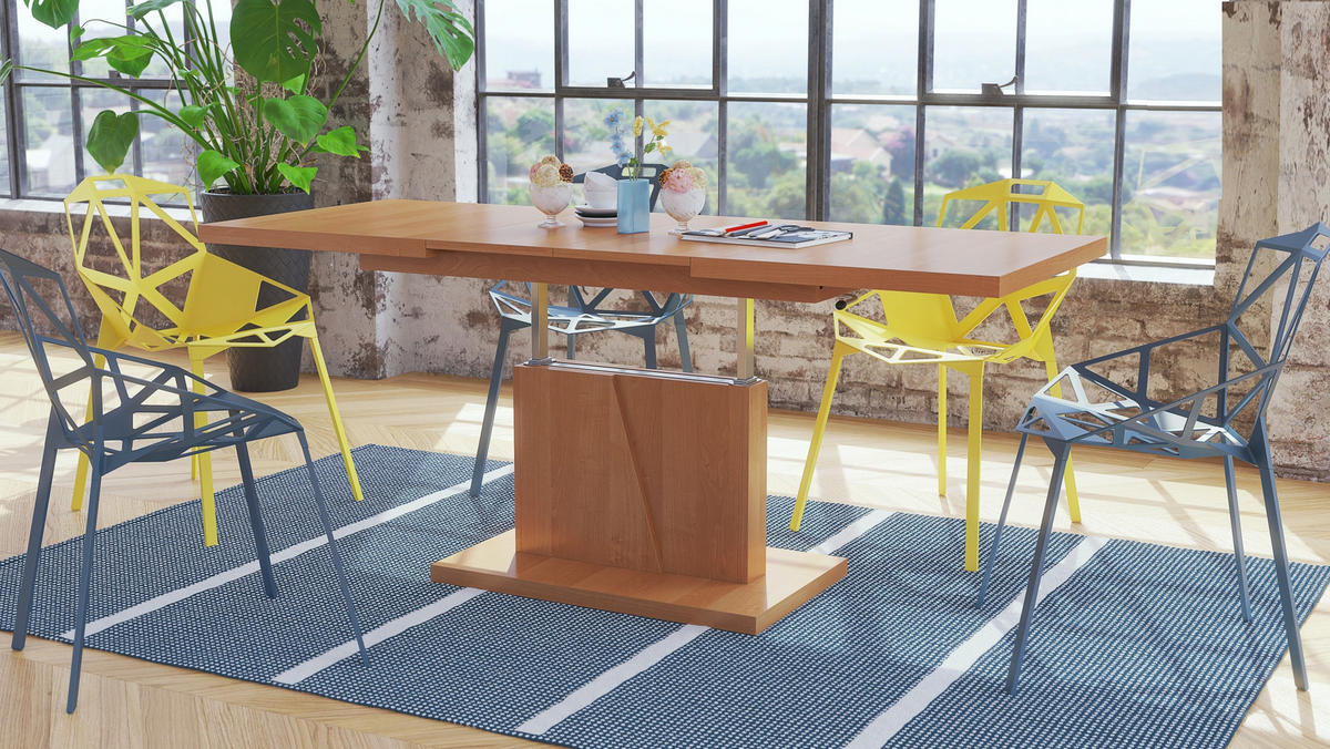 COUCHTISCH rechteckig Erle ausziehbar höhenverstellbar - Erlefarben, Holzwerkstoff (70/120/60cm) - designimpex