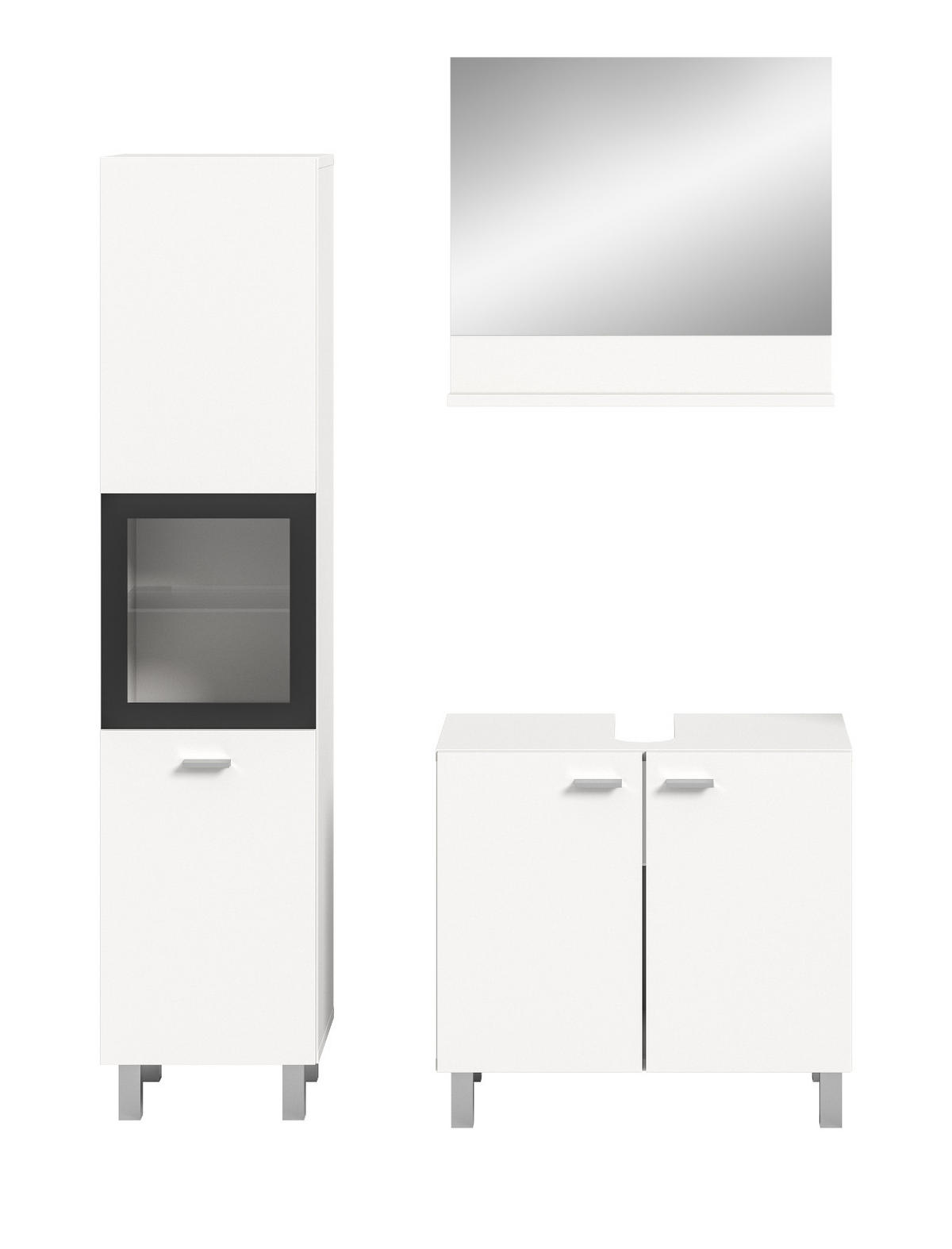 BADMÖBEL-SET weiß 3-teilig 100 cm, Kombination hängend oder stehend - Weiß, Glas/Holzwerkstoff (102/186/33cm) - Inn.Furn