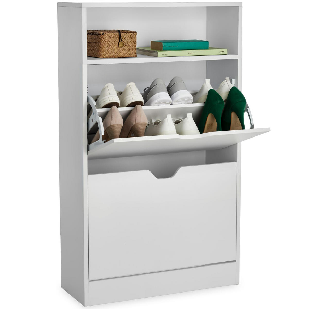 SCHUHSCHRANK Calea, 60 x 24 x 102 cm, weiß - Weiß, Holzwerkstoff (60/102/24cm) - tectake
