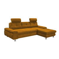 ECKSOFA mit Schlaffunktion und Bettkasten, Brego-Stoff - Chromfarben/Gelb, Textil/Metall (177/274cm) - ed exciting design