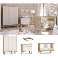 BABYZIMMER Set Vienna Fresh Set B - 4-teilig - Eichefarben/Beige, Holzwerkstoff (133/185/51cm) - QMM TraumMöbel